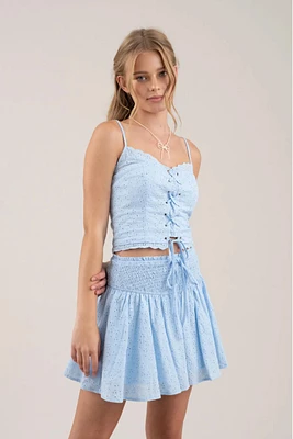Eyelet Lace-Up Tank