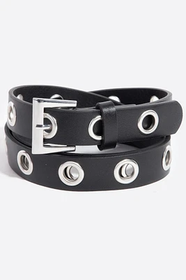 Grommet Faux Leather Belt