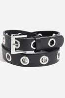 Grommet Faux Leather Belt