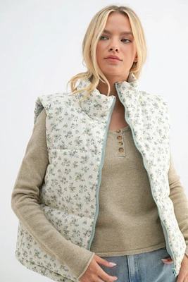 Reversible Floral Puffer Vest