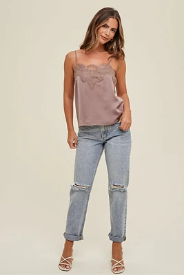 Satin Lace Tank