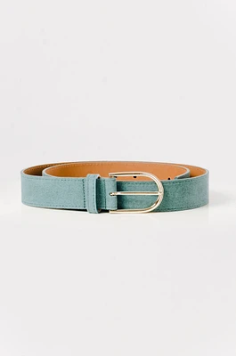Teal Suede Belt with Nickel Buckle