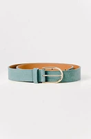 Teal Suede Belt with Nickel Buckle