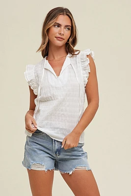Textured Ruffle Sleeve Top