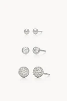 Triplet Stud Earrings Set - White