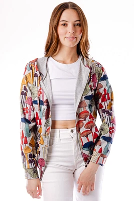 Whimsical Mushroom Zip-Up Hoodie