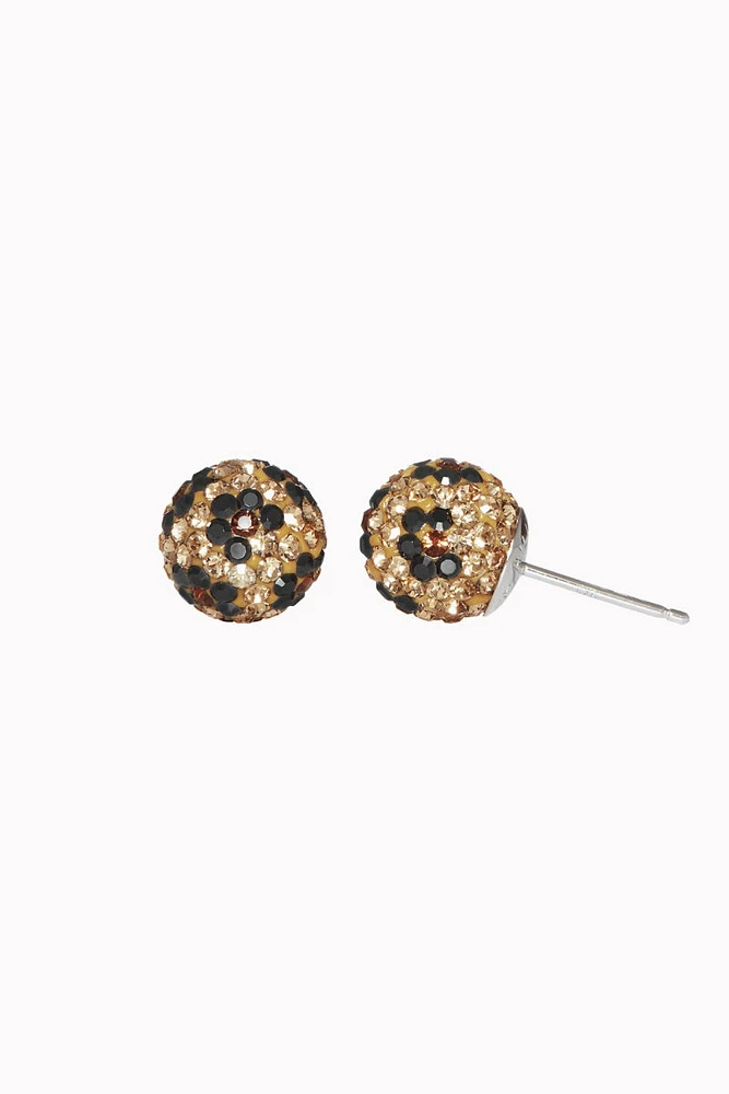 10mm Sparkle Ball Earrings - Leopard