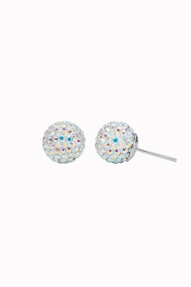 10mm Sparkle Ball Earrings - Aurora Borealis