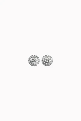 6mm Sparkle Ball Earrings- White