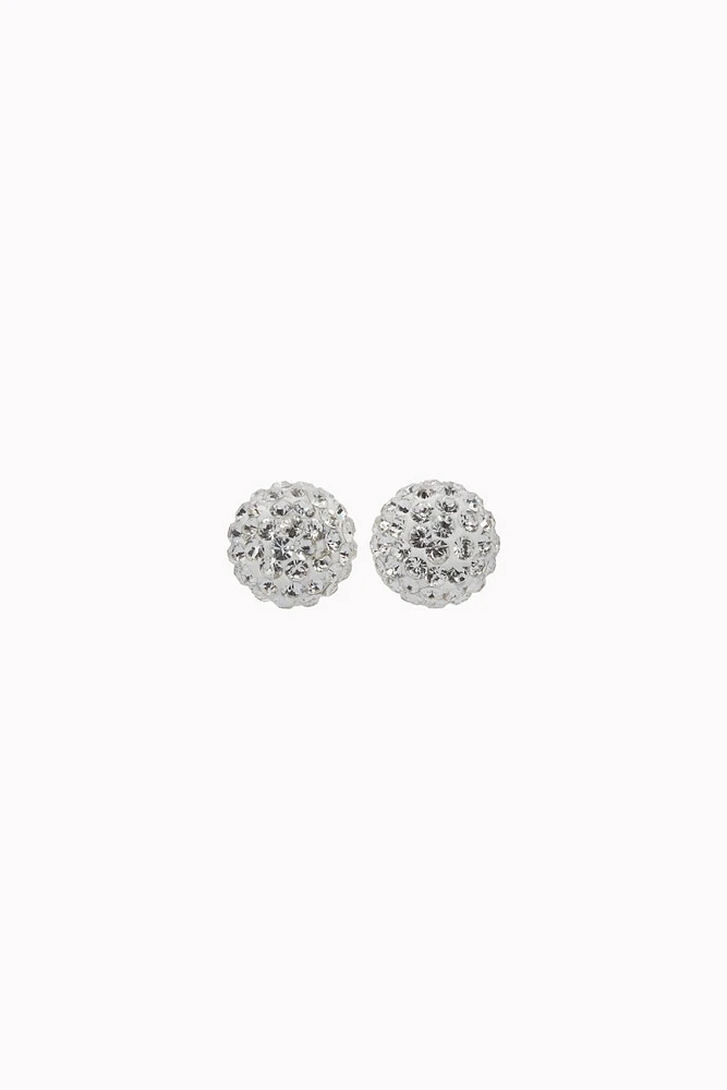 8mm Sparkle Ball Earrings- White