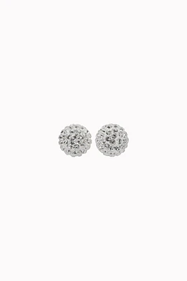 8mm Sparkle Ball Earrings- White