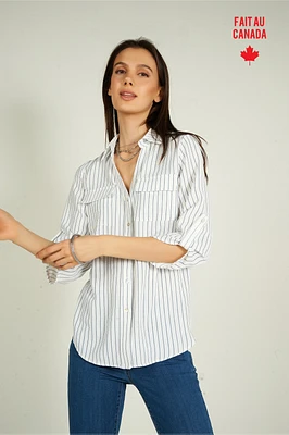 Blouse rayée à manches trois-quarts - PINOT-Y1 (E-B10)