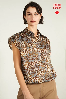 Blouse sans manches à imprimé léopard - ELEONORE (R-A1)
