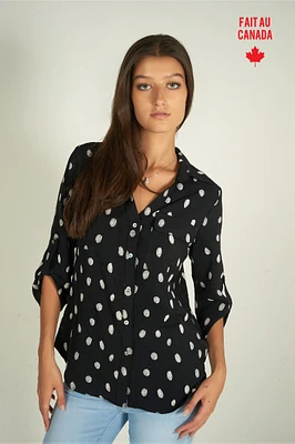 Blouse imprimée à manches trois-quarts