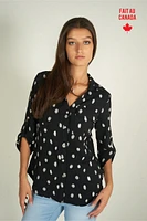 Blouse imprimée à manches trois-quarts