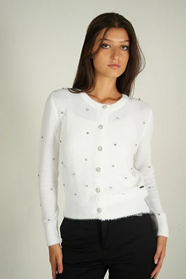 Cardigan en tricot avec pierres - FLORE (E-A2) VENTE FINALE