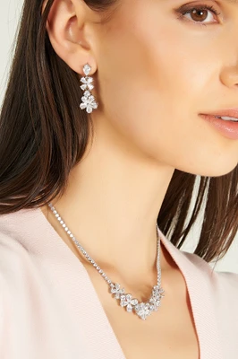 Ensemble collier et boucles d'oreilles fleurs - C1110 - VENTE FINALE