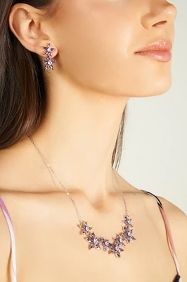 Ensemble collier et boucles d'oreilles fleurs - C1111 - VENTE FINALE