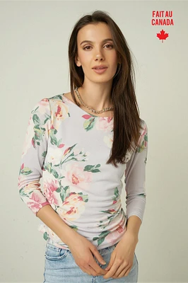 Floral top with three-quarter sleeves - KOMAL (R-A4)