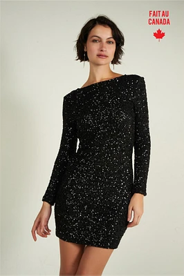 Robe à paillettes et manches longues - NEIGE (R-B1)