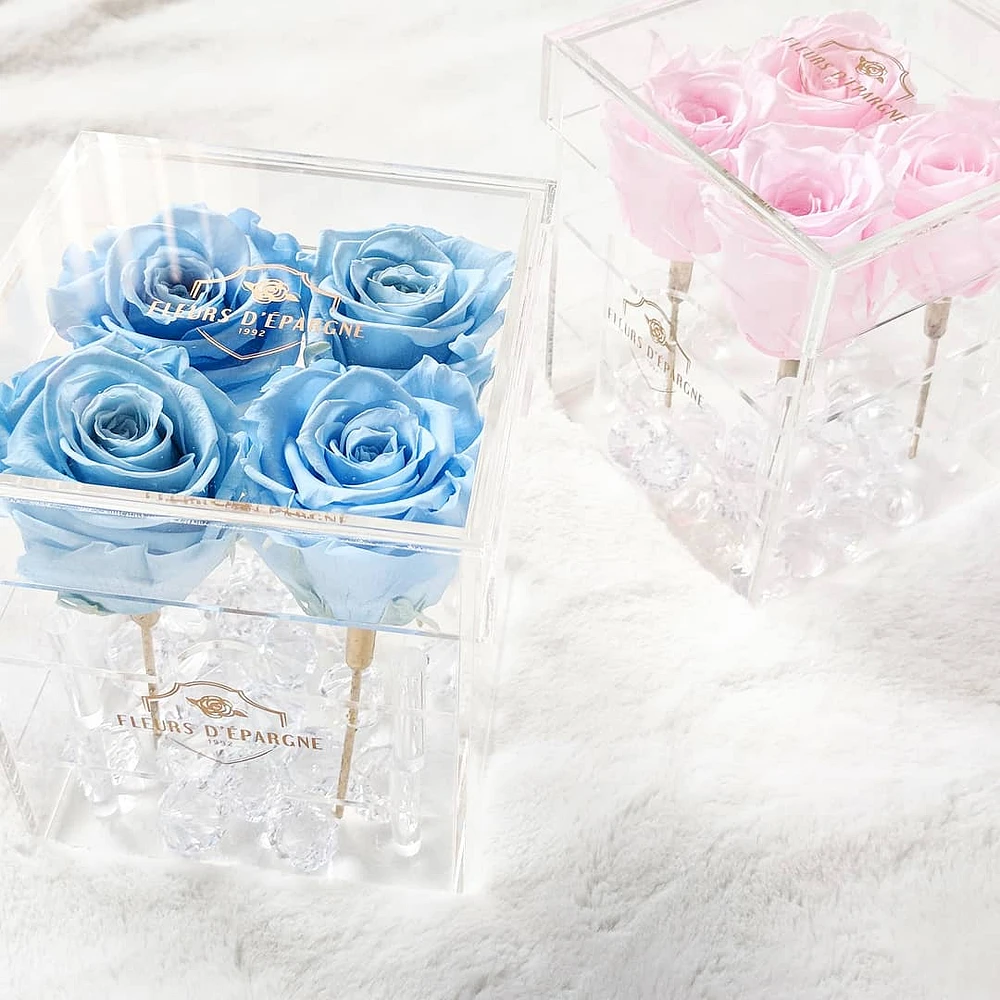 Jumbo 4 Rose Crystal Box