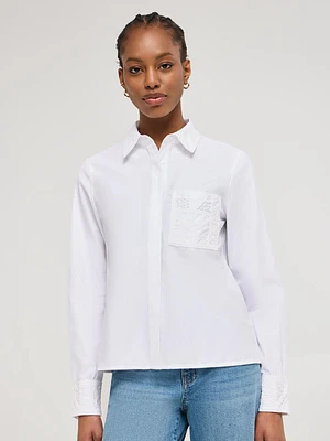Crochet Button-Front Cotton Blouse