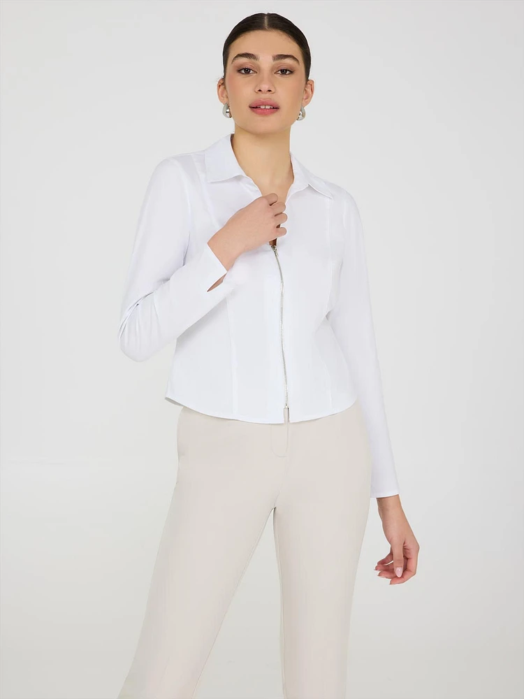 Zip-Front Blouse