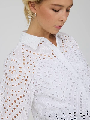 Blouse en coton à manches courtes avec oeillets