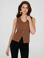 Asymmetrical Button-Front Sweater Vest