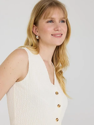 Textured Button-Up Vest