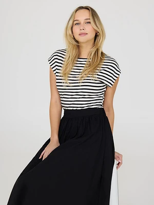 Striped Short Dolman Sleeve Top