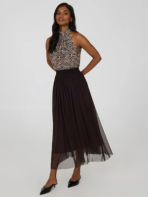 Pleated Mesh Skirt