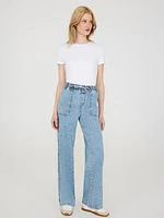 Drawstring Wide-Leg Jeans