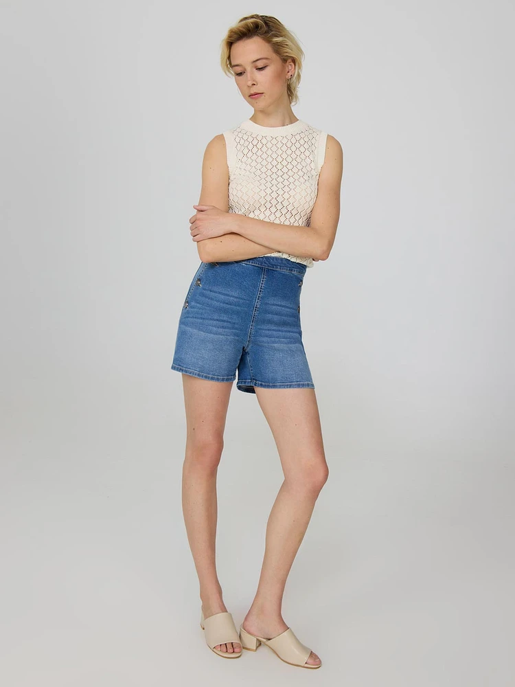 Short en jean à taille haute