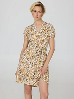 Floral Print Button-Front Textured Dress