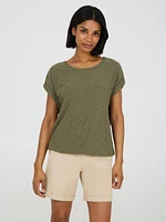 Eyelet Cuffed Dolman Sleeve T-Shirt