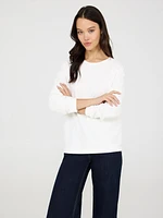 3/4 Ruched Sleeve Jacquard Sweatshirt