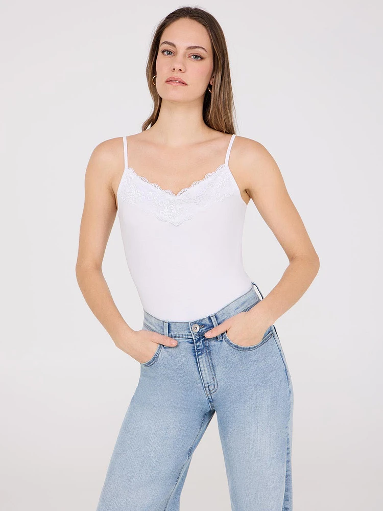 Lace Trim V-Neck Tank Top