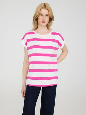 Striped Cuffed Dolman Sleeve Top