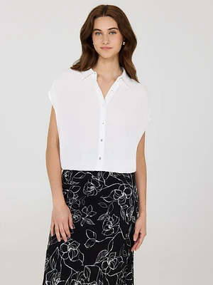 Cap Sleeve Elastic Hem Blouse