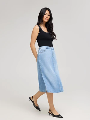 Long Cotton Denim Skirt