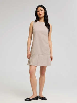 Robe sans manches à mini carreaux et ourlet plissé