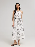 Robe en mousseline à imprimé floral et col licou