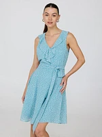 Floral Ruffle V-Neck Chiffon Mini Dress