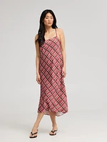 Plaid Midi Satin Slip Dress