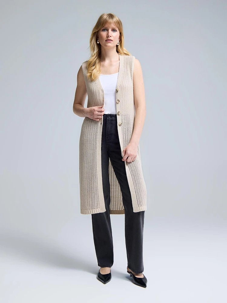 Long Crochet Sweater Vest