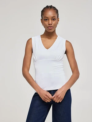 Sleeveless V-Neck Empire Waist Top