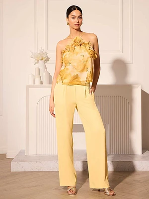 Blouse imprimée en mousseline à col licou