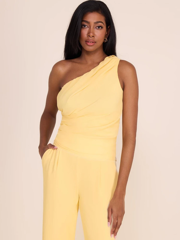 Draped One-Shoulder Blouse
