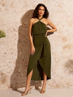 Satin Sarong Midi Skirt